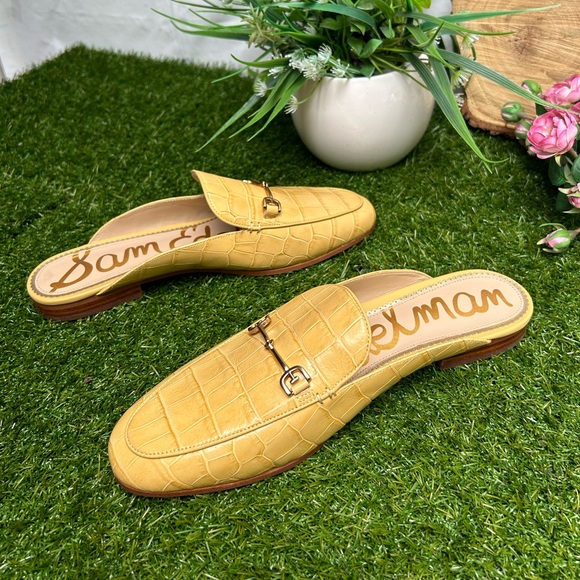 Sam Edelman Linnie embellished croc-effect leather slippers size 9.5 Desert Sun - Picture 13 of 15